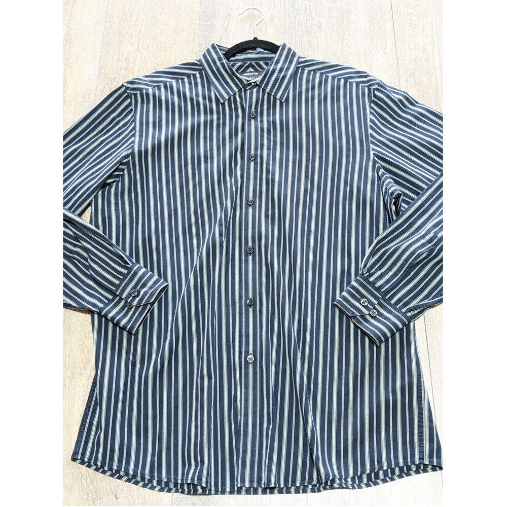 Claiborne Dress Shirt Mens Large Black Striped Long Sleeve Casual Button Down - Picture 2 of 8